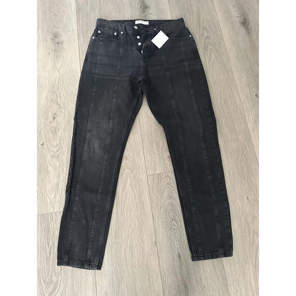 Topman Tapered front seam jeans in washed black - Picture 6 of 12